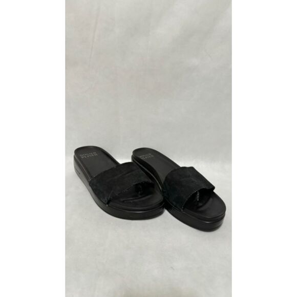 Donald Pilner Women's Fiji Platform Slide Black Metallic Leather 9M - Picture 3 of 5